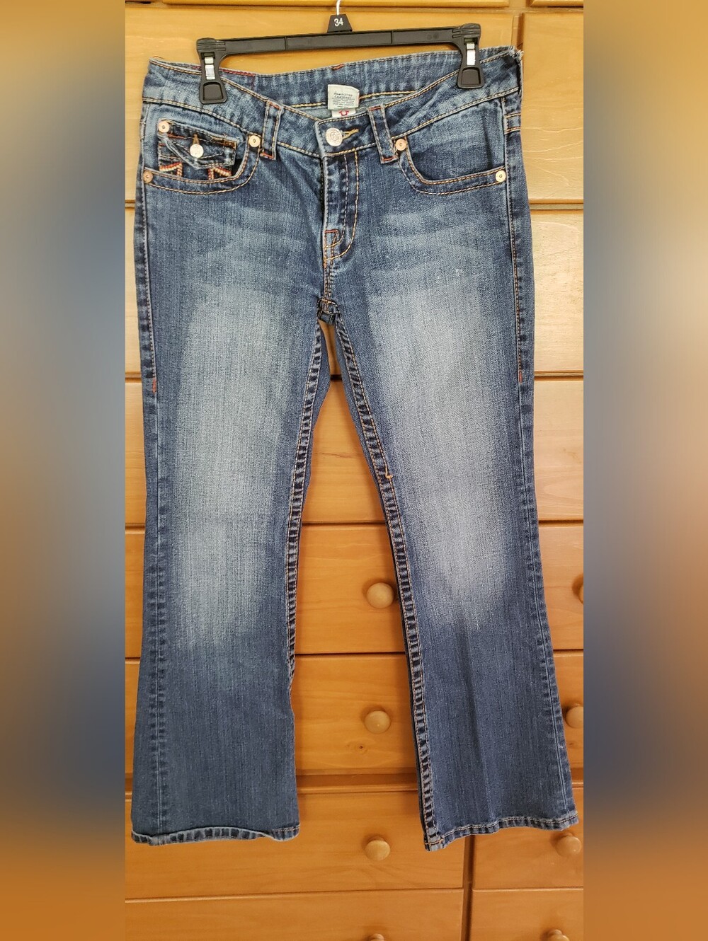 True Religion Women's Faded Blue Bootcut Jeans
